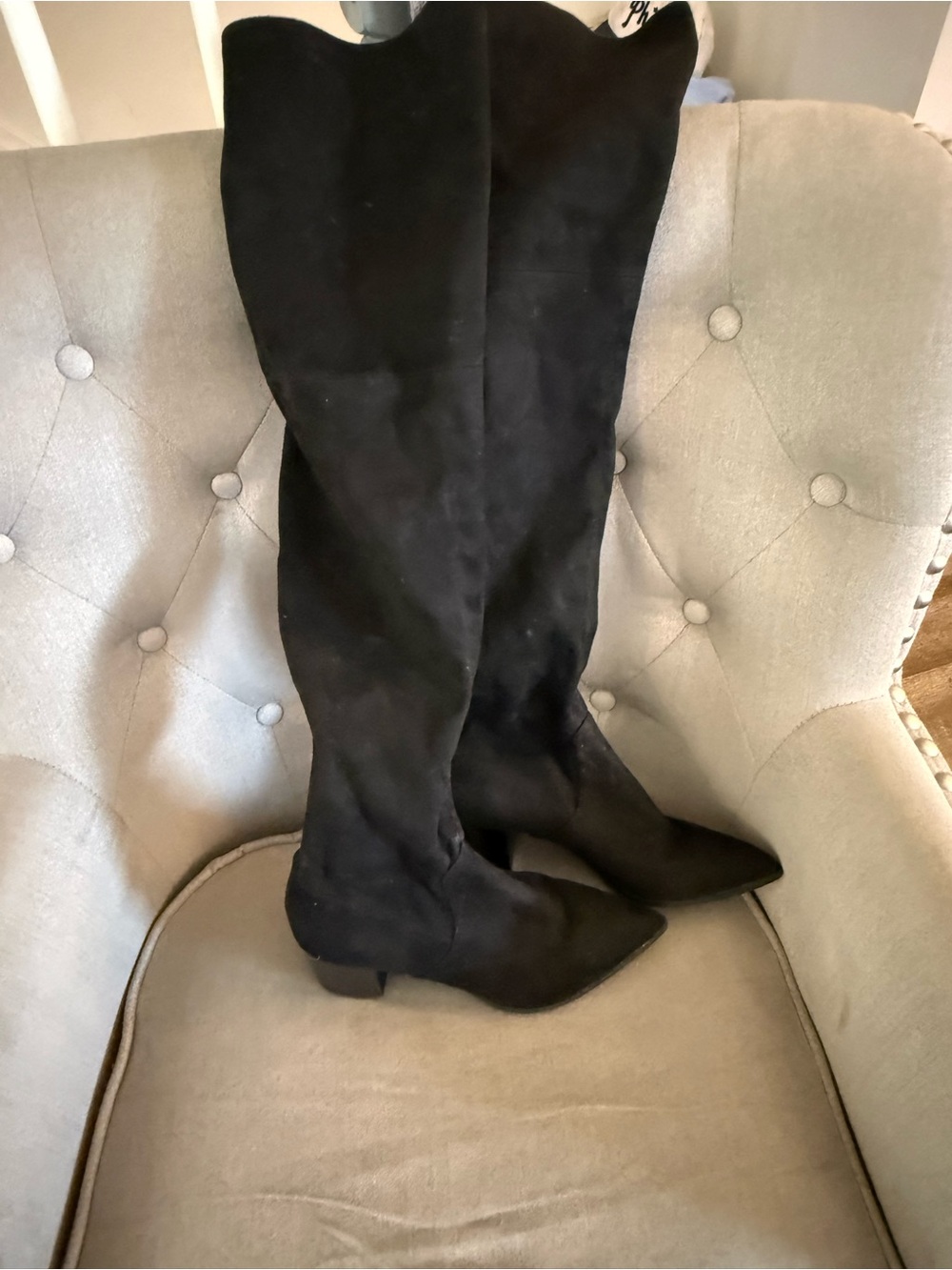 Karl Lagerfeld Black Over-the-Knee Pointed-Toe Boots